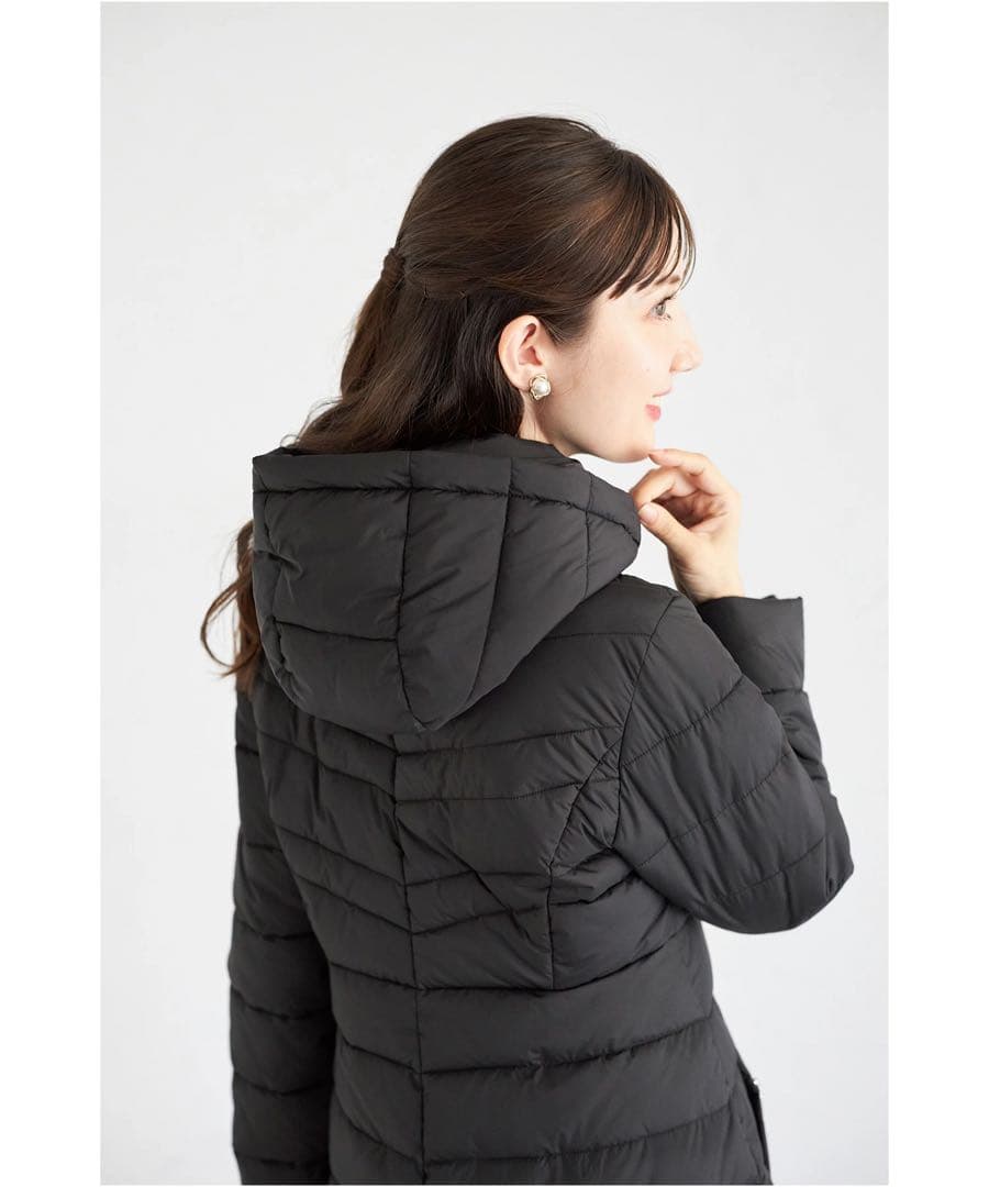 tocco closet 取り外し可能なファー付きマイクロファイバーロングコート