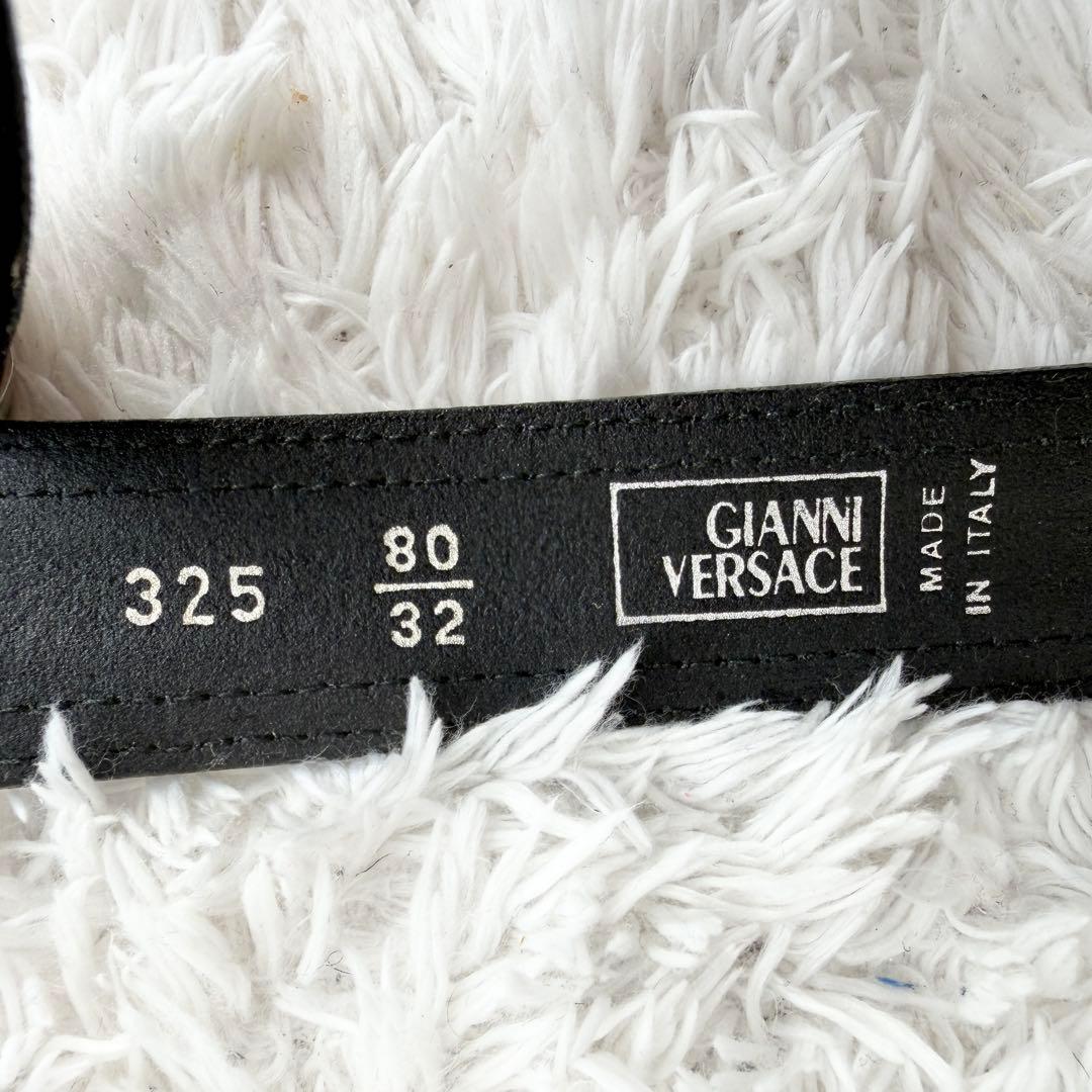 【美品】ジャンニヴェルサーチ 3連 グレカ ベルト ブラック シルバー