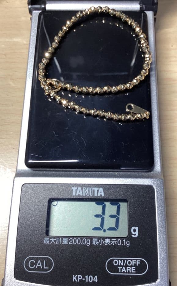 k18 シャンデリア ブレスレット 19cm 3mm玉