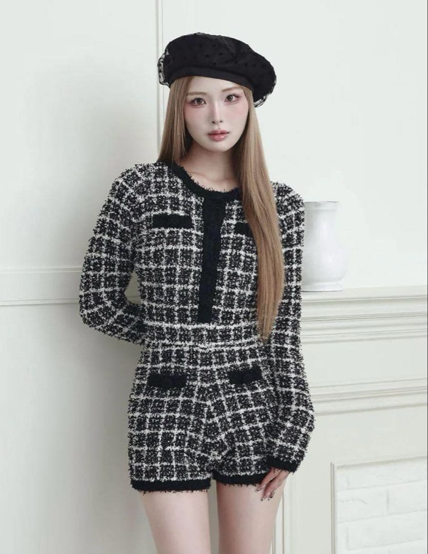 Darich ツイードニットコンビネゾン （BLK.Free）