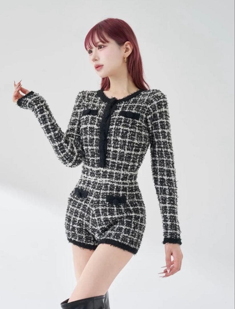 Darich ツイードニットコンビネゾン （BLK.Free）