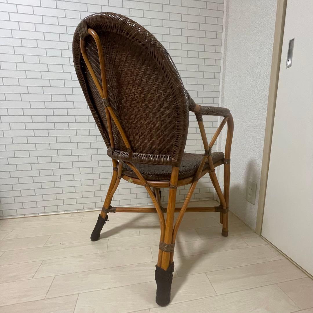 【美品】Kazama ラタンチェア ブラウン ダイニングチェア 籐椅子