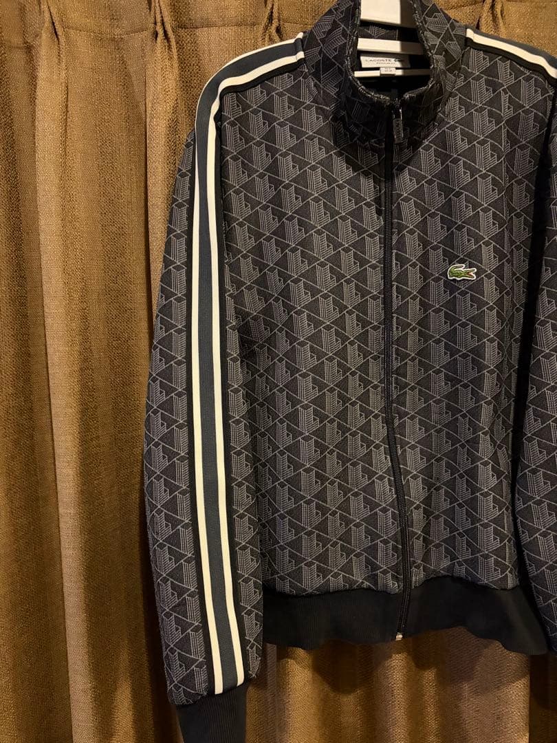 LACOSTE ラコステ モノグラムジャカード トラックジャケット ブラック