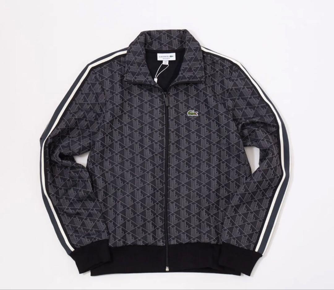 LACOSTE ラコステ モノグラムジャカード トラックジャケット ブラック