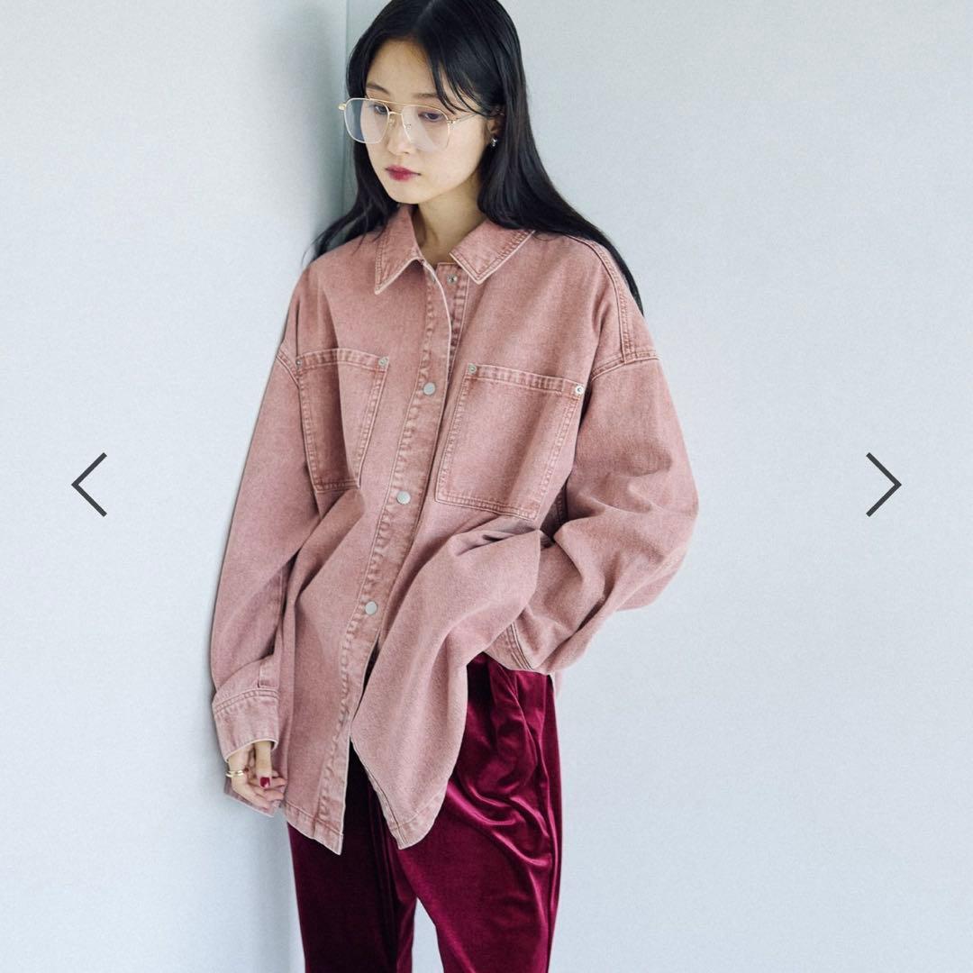 人気　LEPSIM レプシィム　フリンジパッチ BIGデニムシャツ