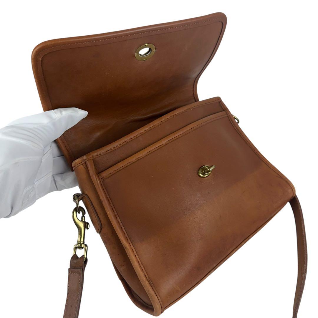 【良品】オールドコーチ メッセンジャーバッグ ターンロック 本革 ベージュC18