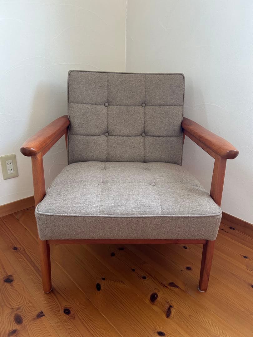 ミッドセンチュリー 1人掛けソファ グレー