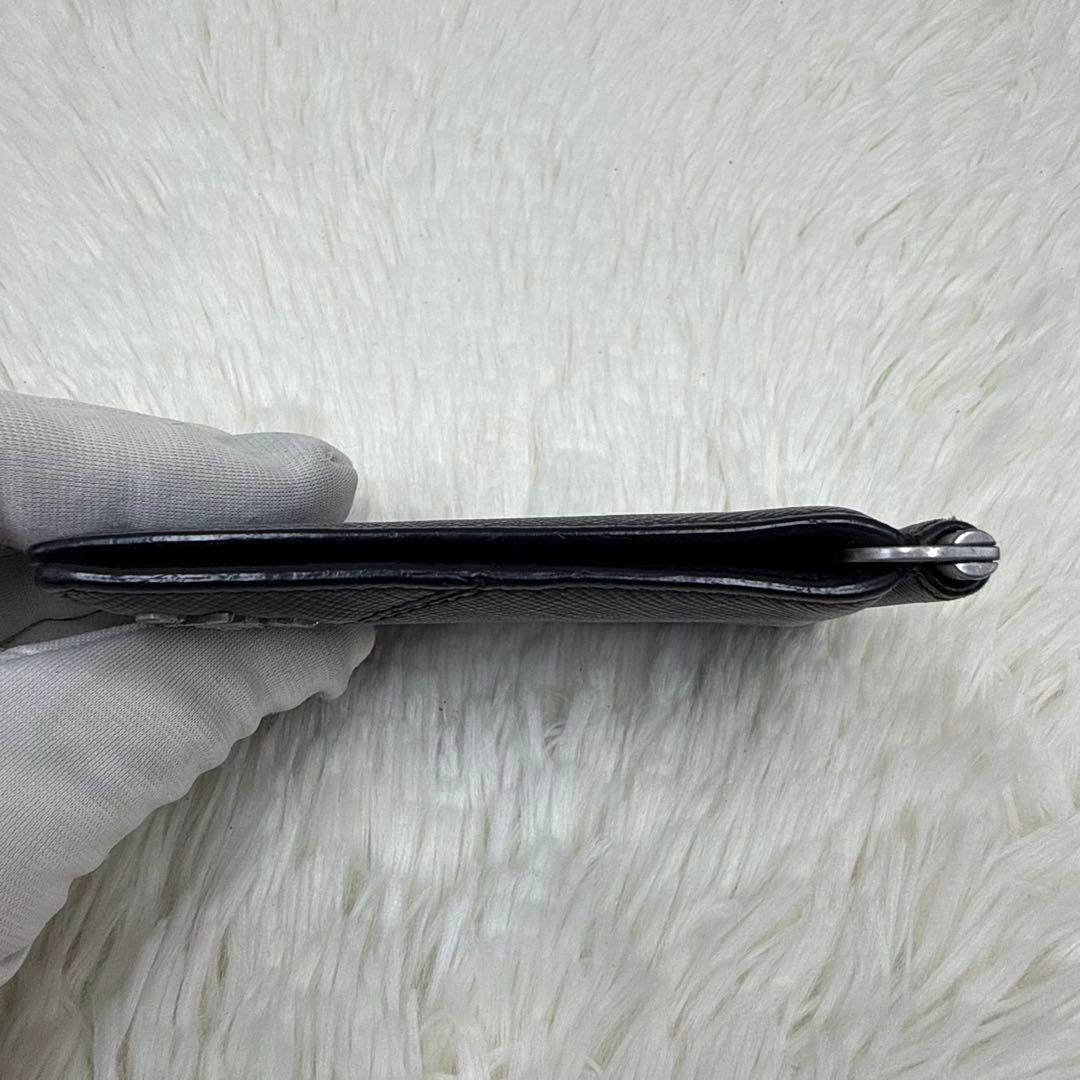 ✨美品✨プラダ マネークリップ 札入れ サフィアーノレザー ロゴ金具 ネイビー