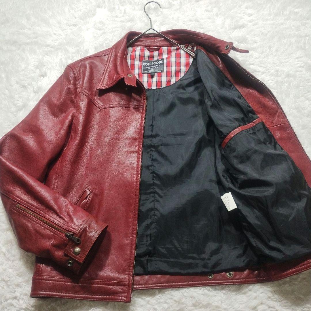 超レア　DEGNER　山羊革　シングルライダースジャケット　コンチョ釦　L　赤