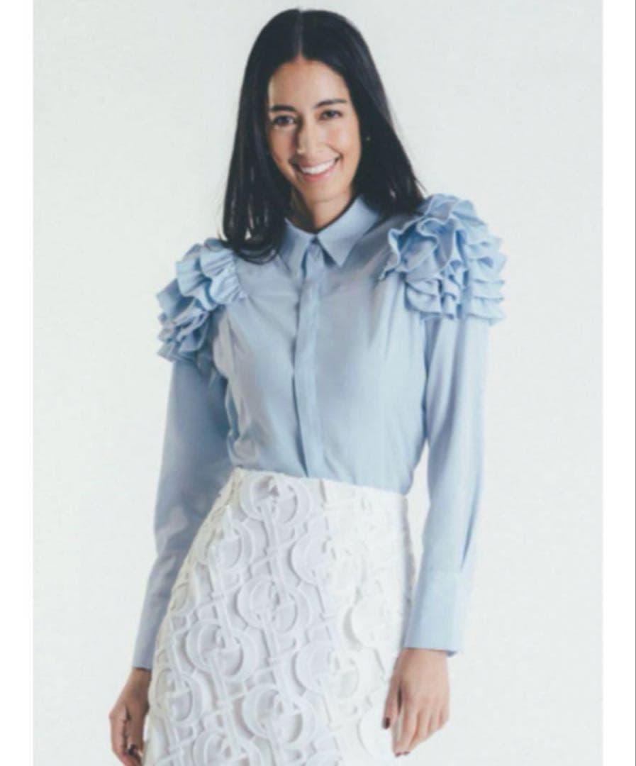 【新品未使用 HANAEMORI×セルフォード】フリルショルダーブラウス