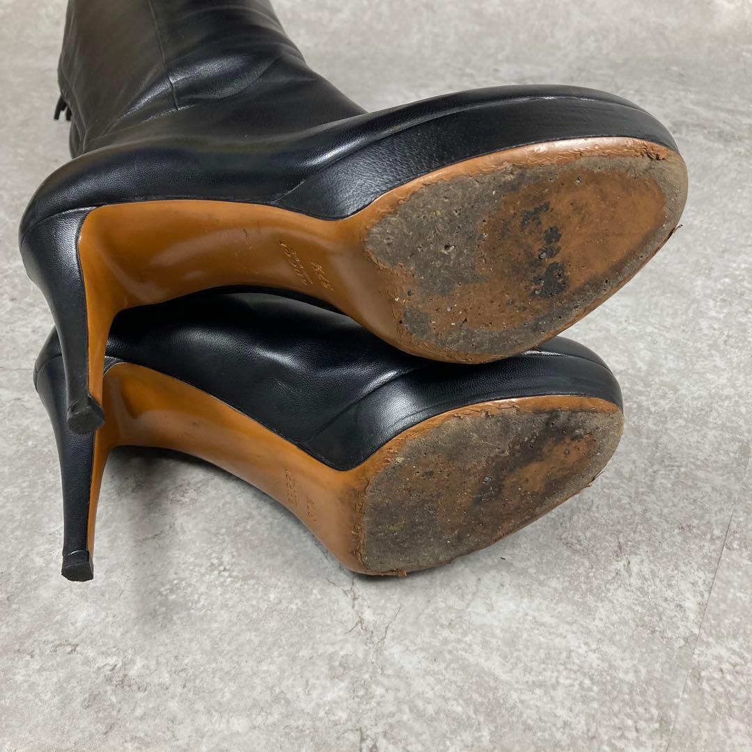 GUCCI グッチ　レザー　ロングブーツ　37.5 バンブー　フリンジ　チャーム