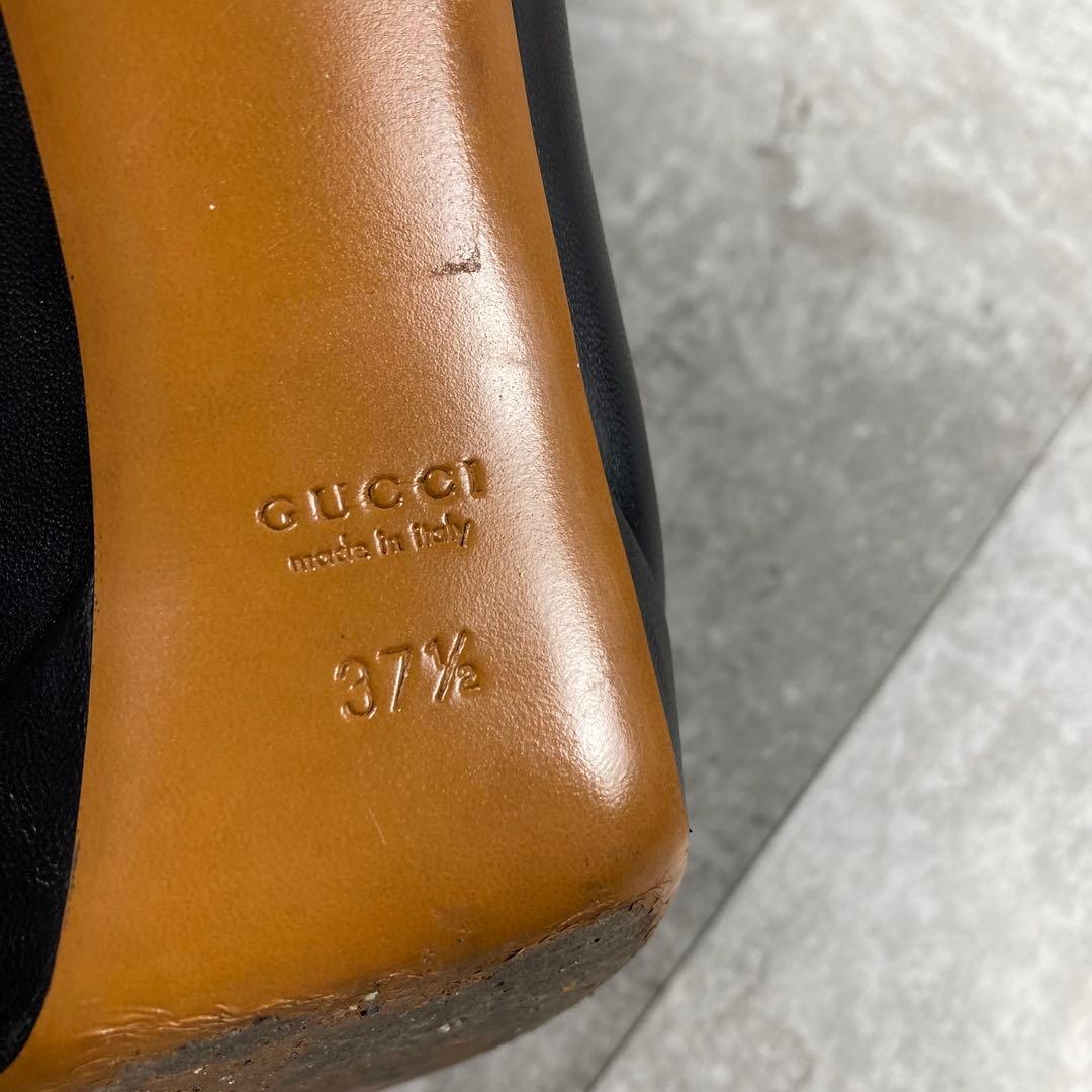 GUCCI グッチ　レザー　ロングブーツ　37.5 バンブー　フリンジ　チャーム