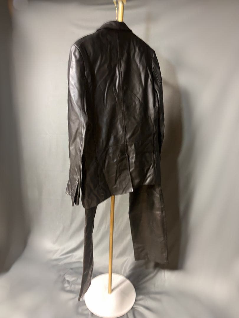 美品 COMME CA MEN 羊革スーツセットアップ 黒 L