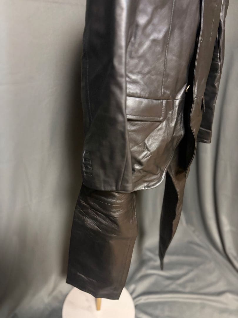 美品 COMME CA MEN 羊革スーツセットアップ 黒 L