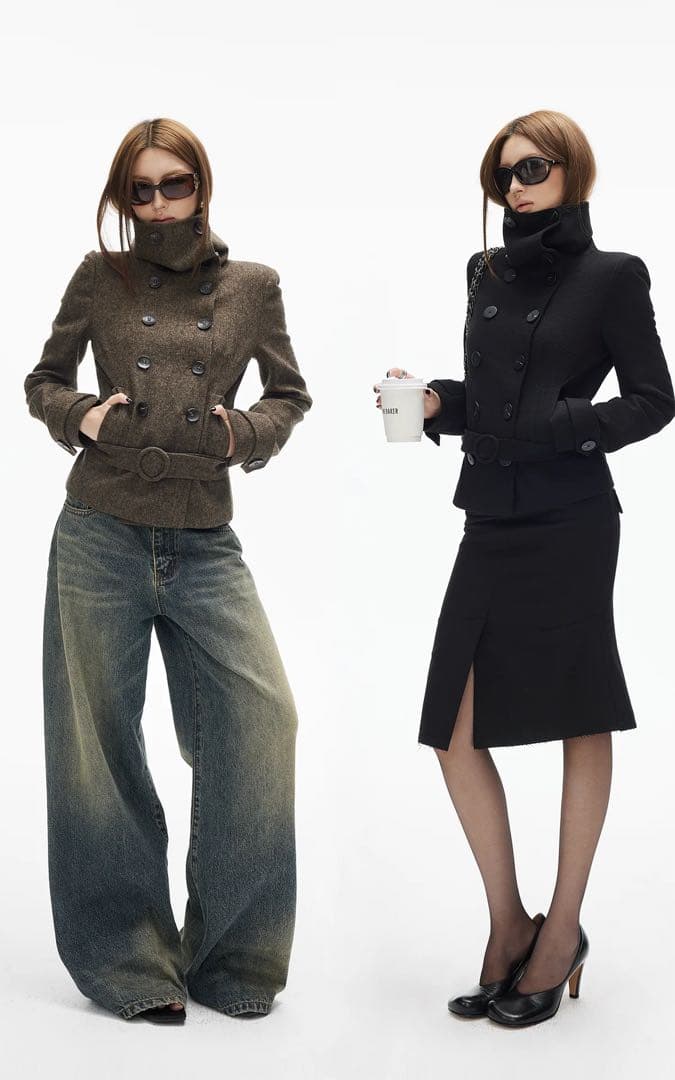 IAMXIAA ハイネックダブルブレストジャケット