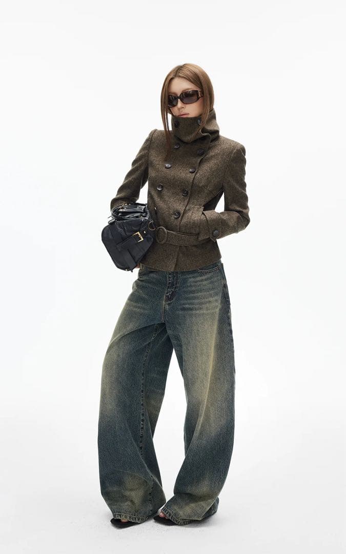 IAMXIAA ハイネックダブルブレストジャケット