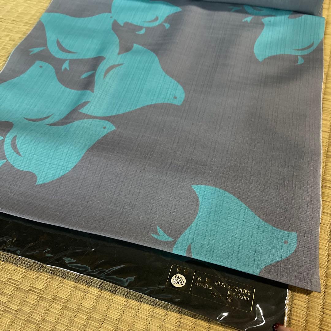 セオα 三條　浴衣反物 青い千鳥