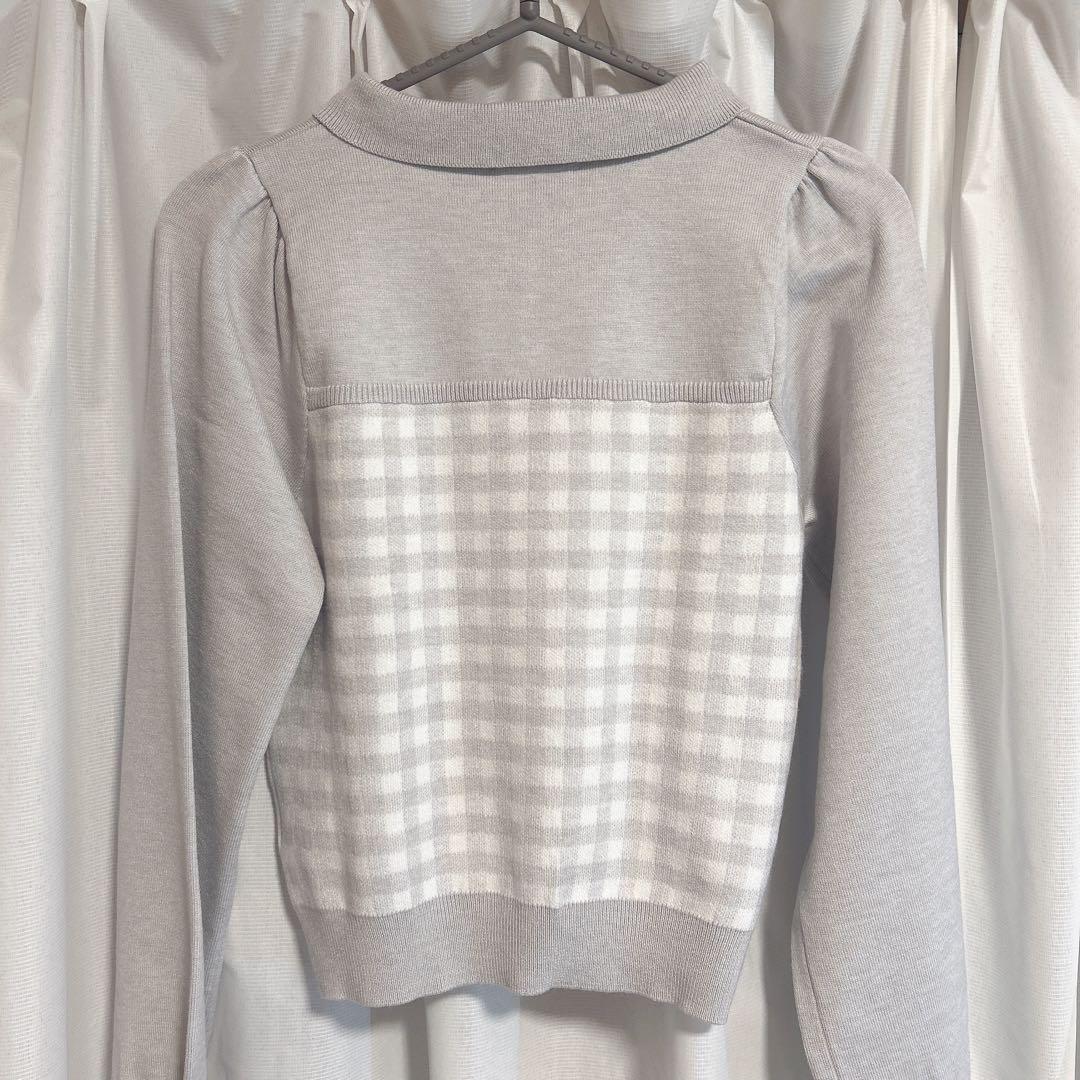 evelyn チェック襟ニット トップス