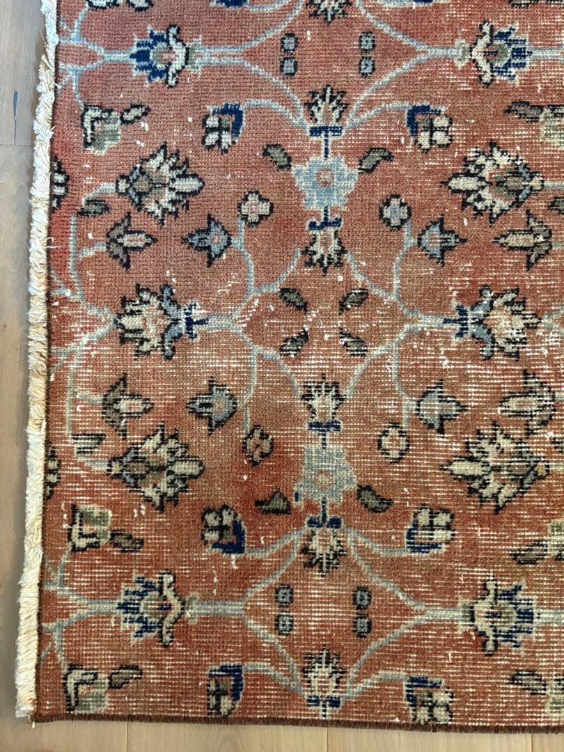 ヴィンテージラグ　サークルフラワー　テラコッタ　トルコ　アナトリア　ビンテージ