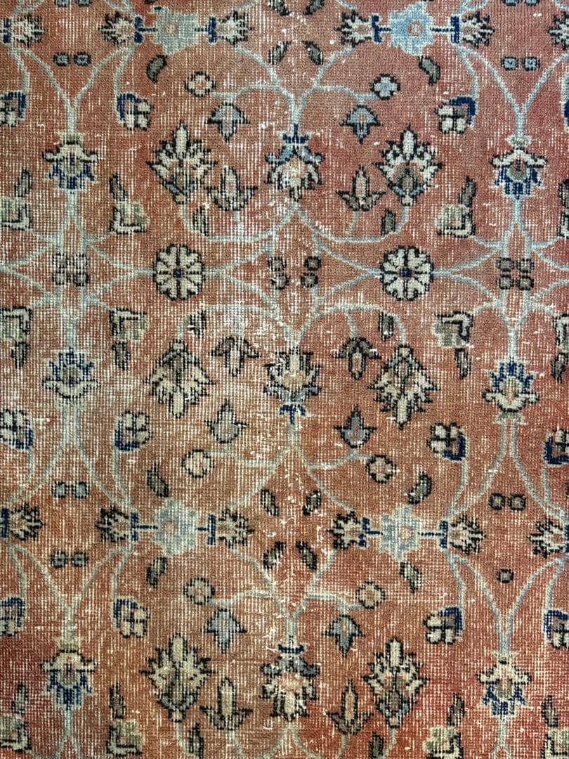 ヴィンテージラグ　サークルフラワー　テラコッタ　トルコ　アナトリア　ビンテージ