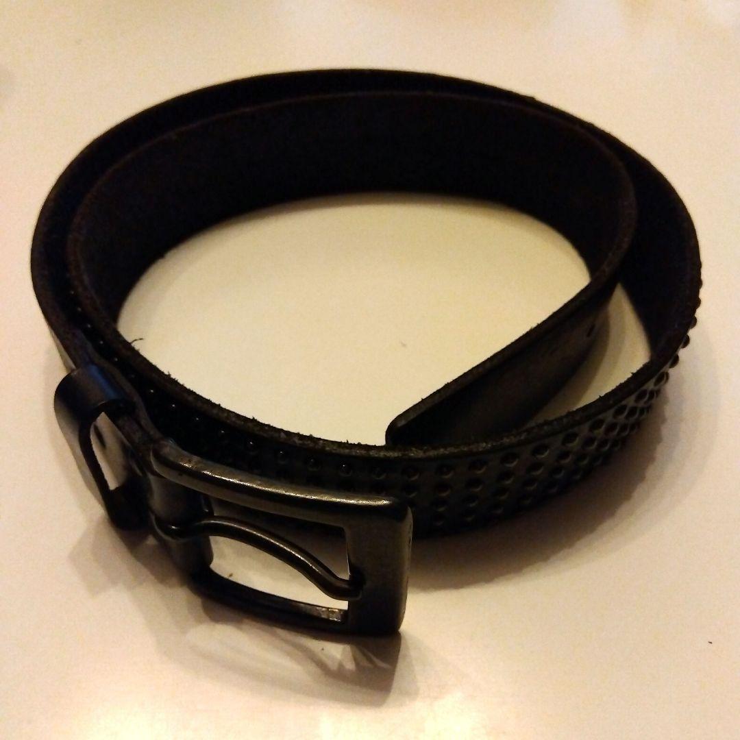 undercover 黒レザースタッズベルト