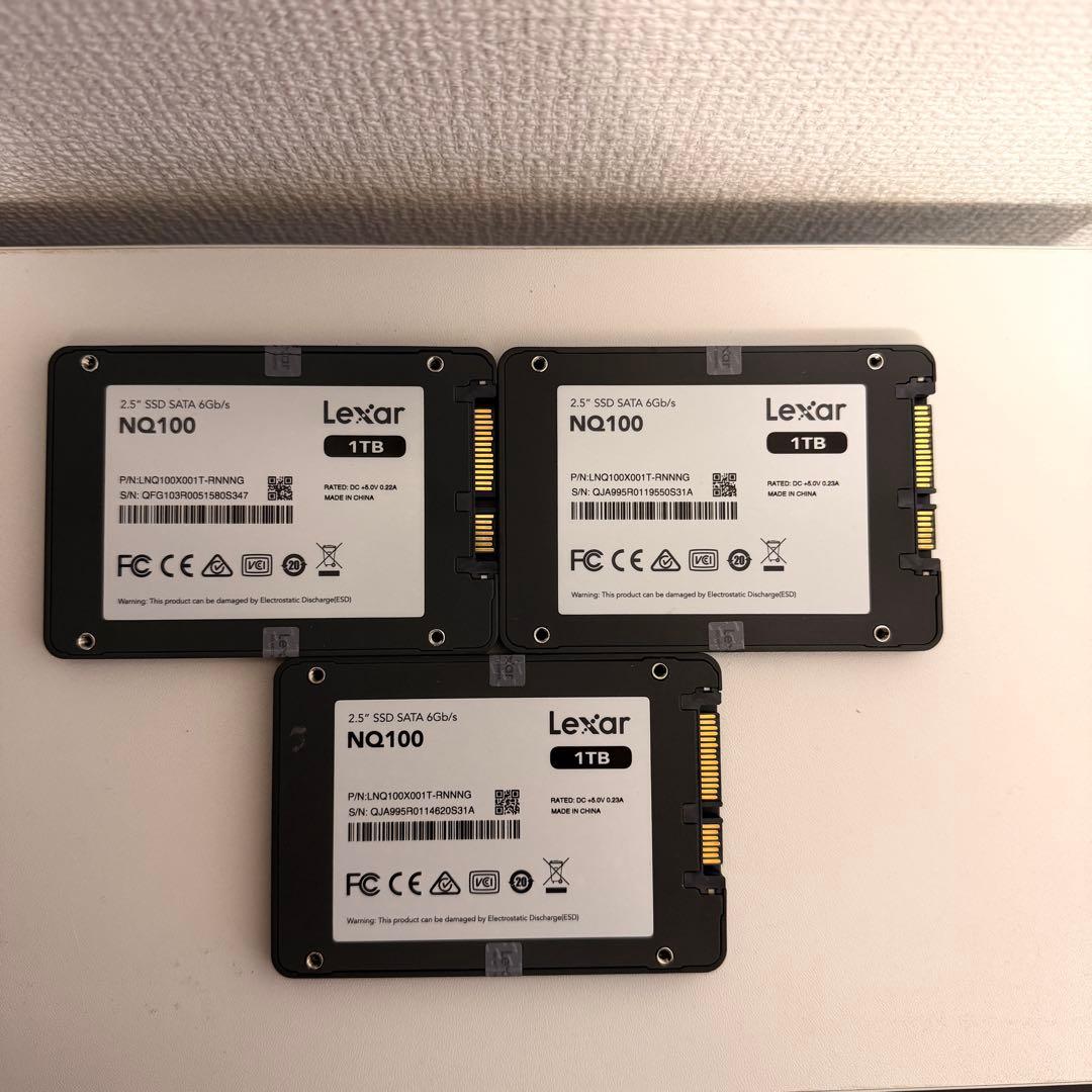 動作確認済み Lexar 1TB SSD 3個