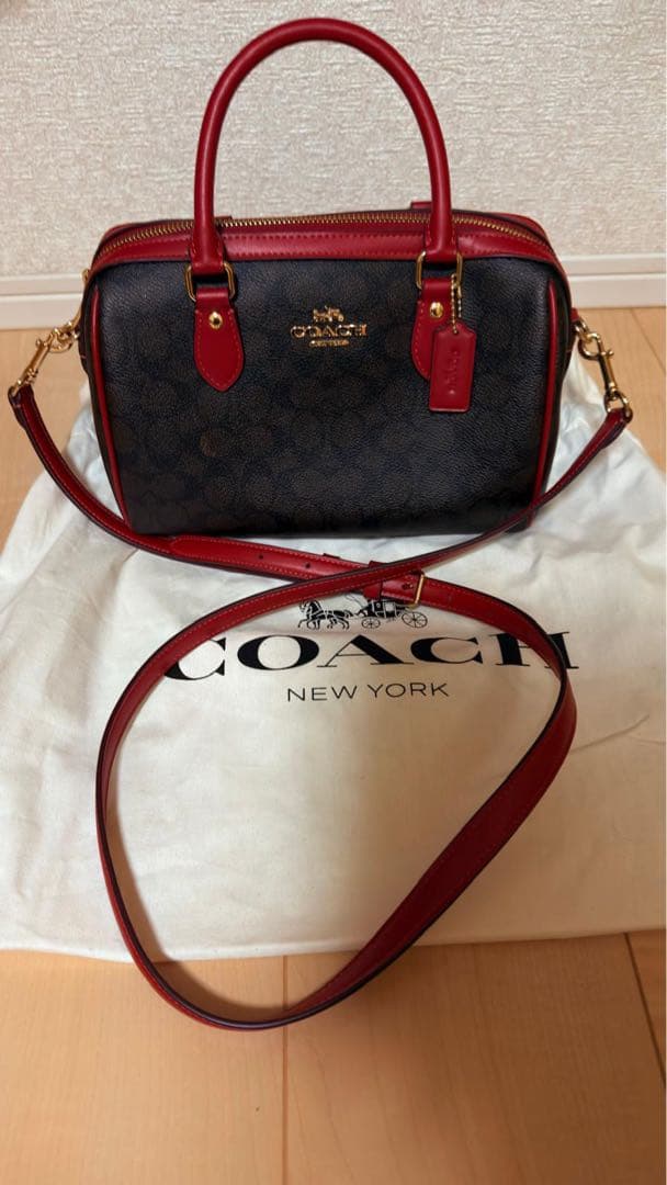 COACHバッグ ブラウン/レッド