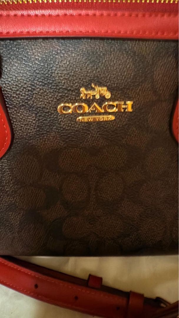 COACHバッグ ブラウン/レッド