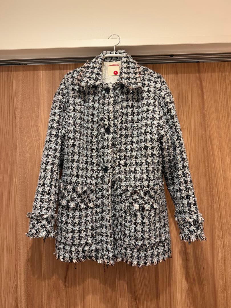 美品 BACCA バッカ　ハウンドトゥースツイードワーカーズジャケット