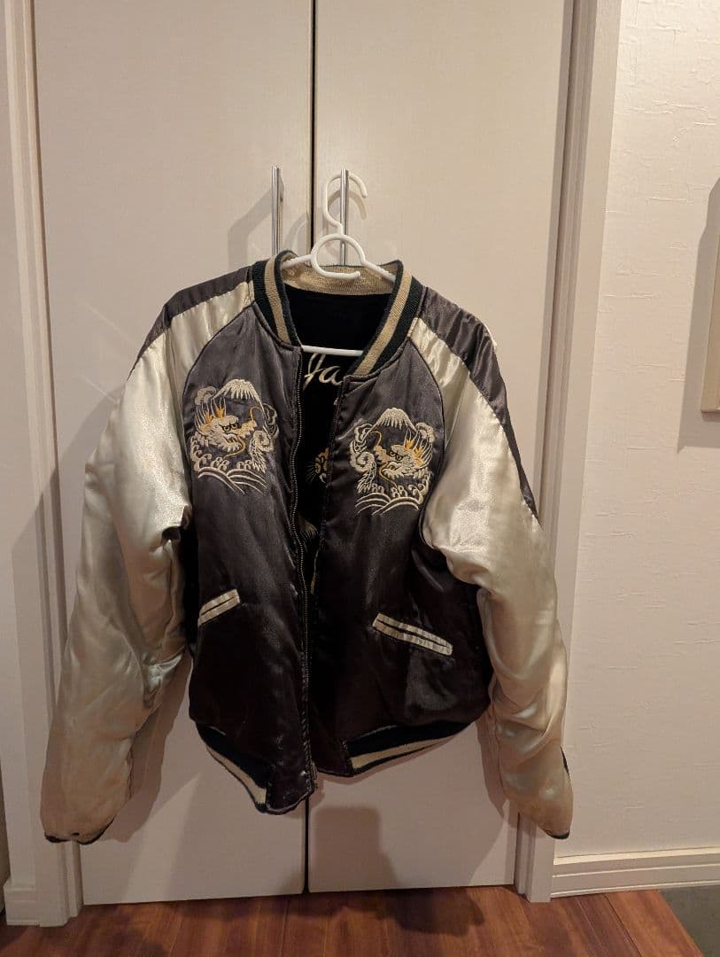 スカジャン 虎とドラゴン刺繍 Japan　ベロア　別珍　ヴィンテージ