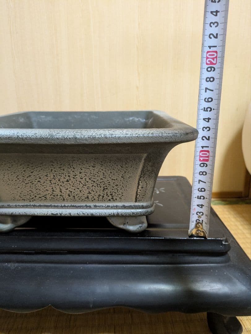 盆栽鉢　正方鉢　グレー 陶器 四角形