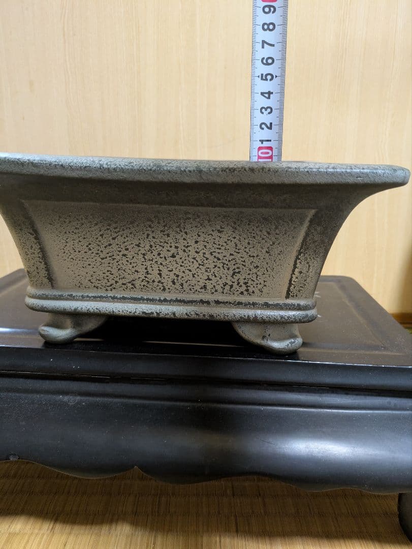 盆栽鉢　正方鉢　グレー 陶器 四角形