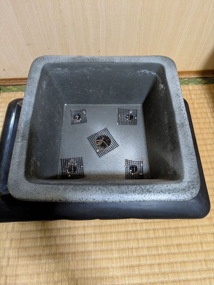 盆栽鉢　正方鉢　グレー 陶器 四角形