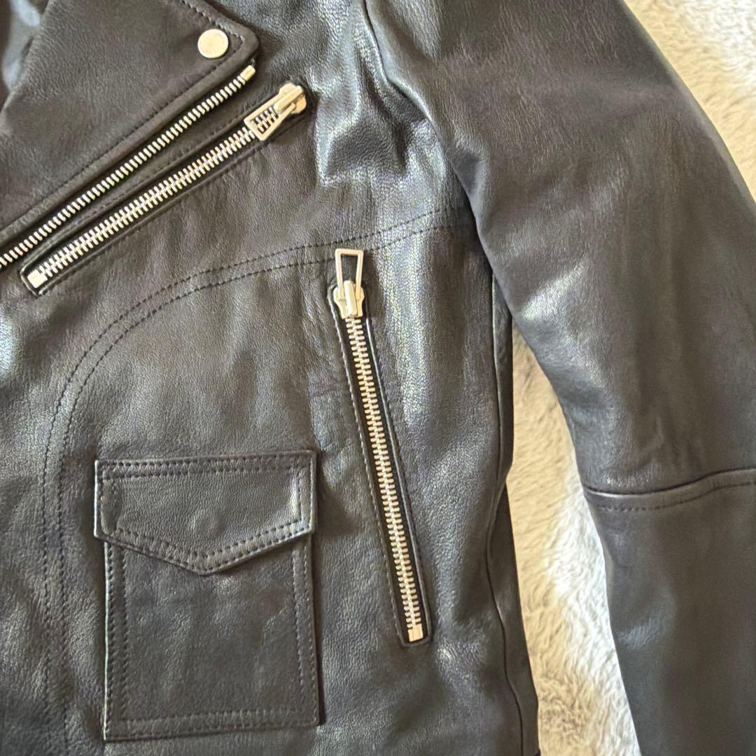 Paul Smith ブラックレザー ダブルライダースジャケット　ヤギ革　美品