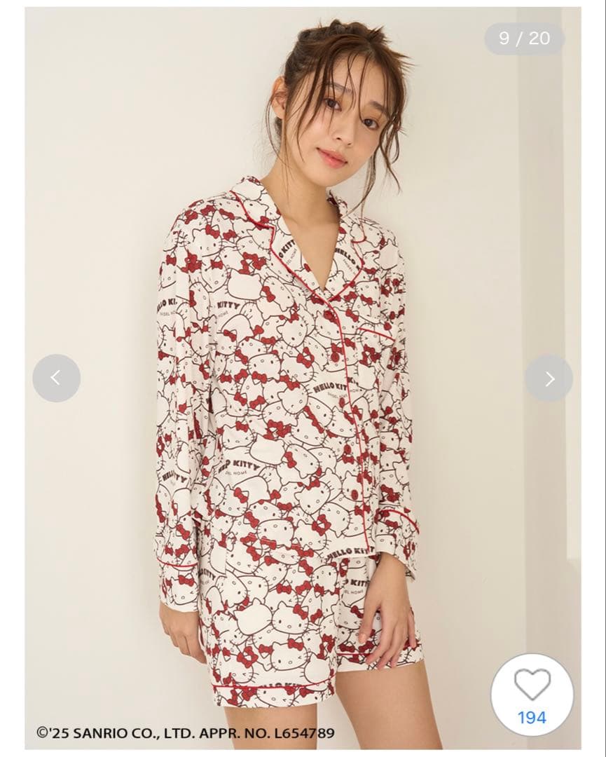 【HELLO KITTY】総柄ロングパンツ& 総柄開襟シャツ