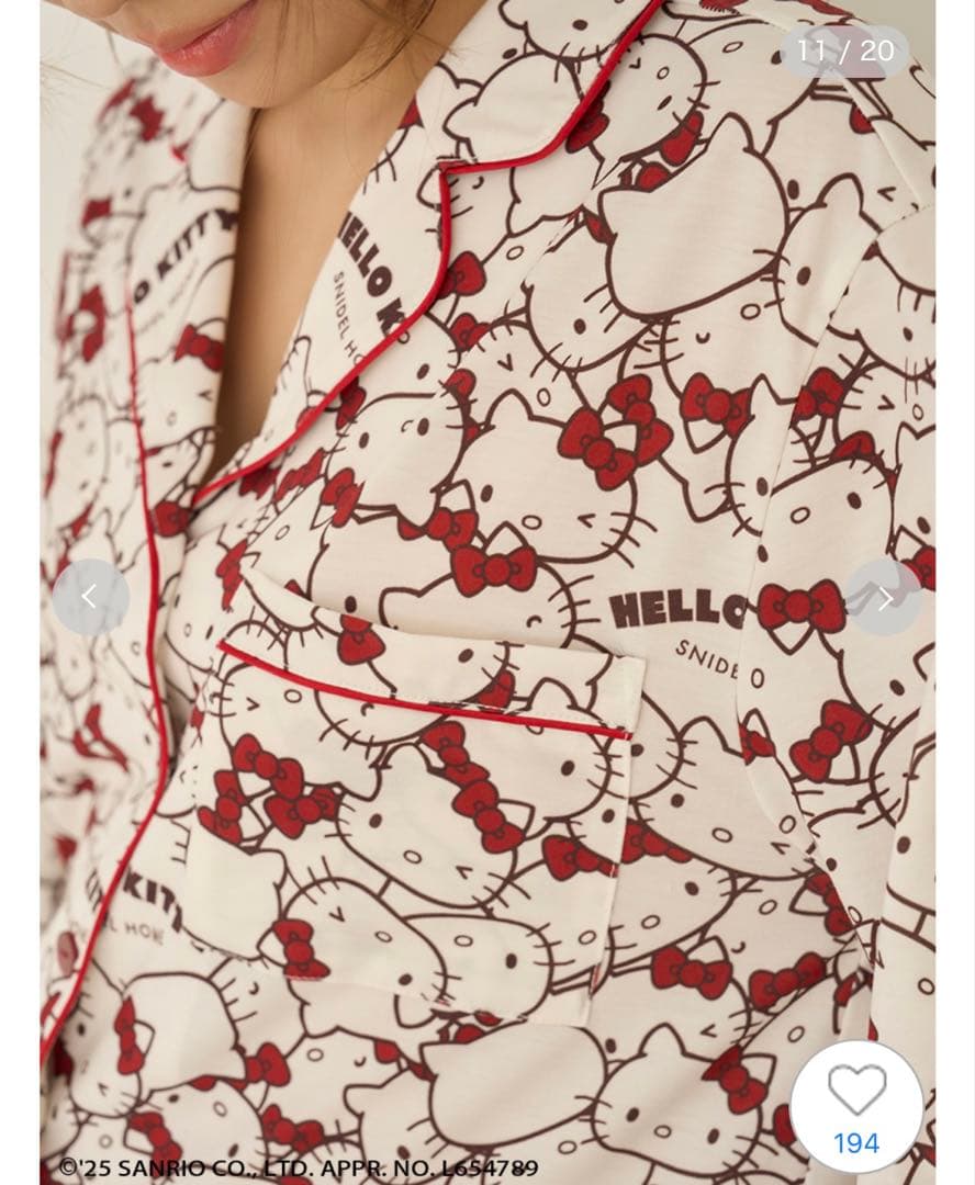 【HELLO KITTY】総柄ロングパンツ& 総柄開襟シャツ