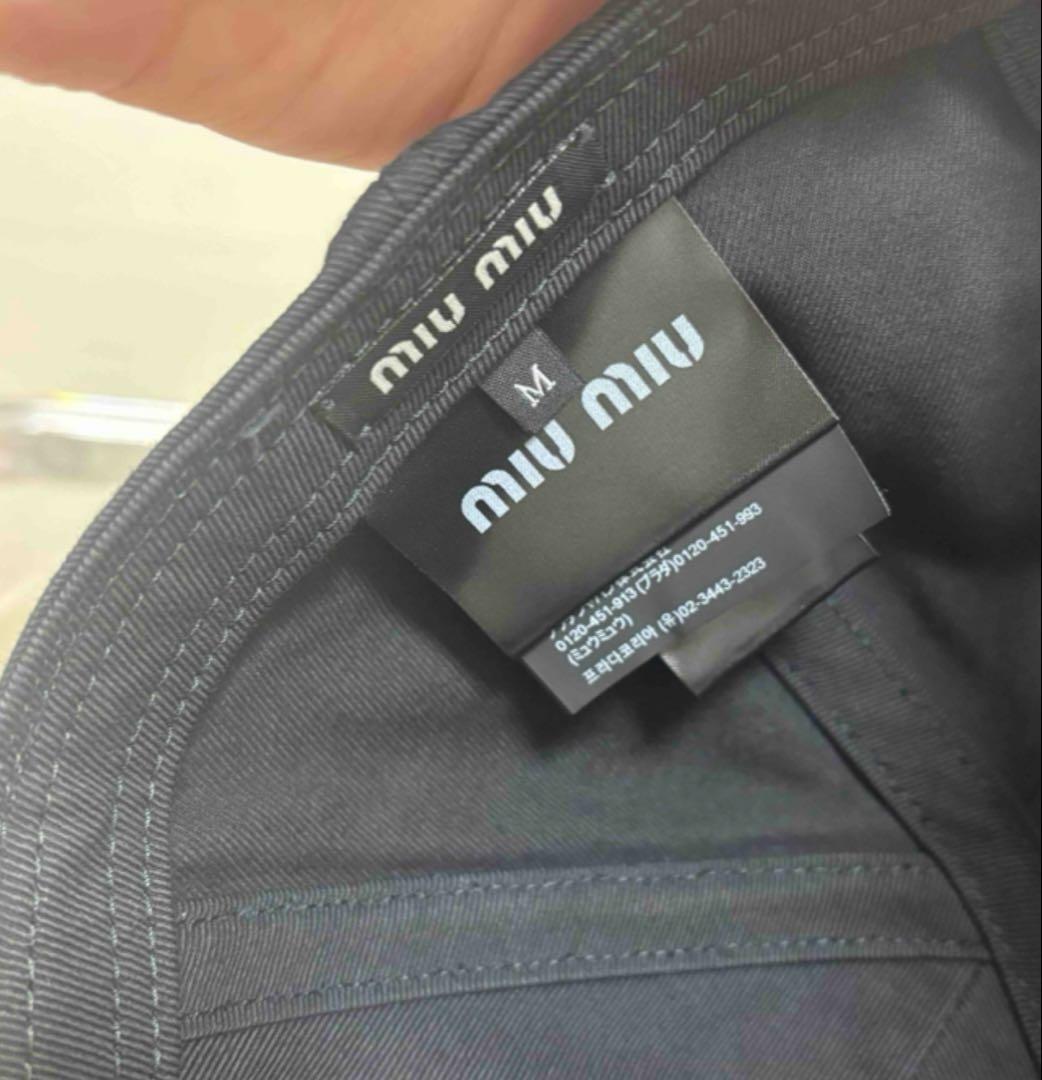 miu miu ドリル ベースボールキャップ　ブラック　M