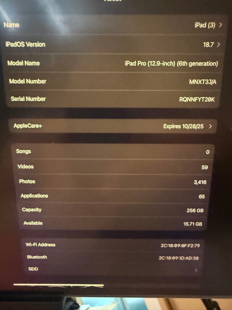iPad本体 iPadPro 12.9 M2 WiFi256