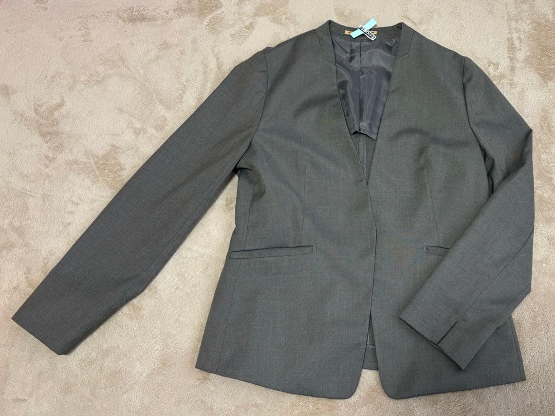 【1回短時間着用】ORIHICA ノーカラースーツ　LL