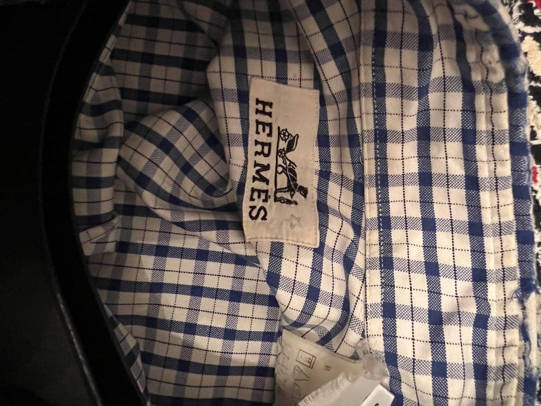 HERMES チェック柄 長袖ドレスシャツ