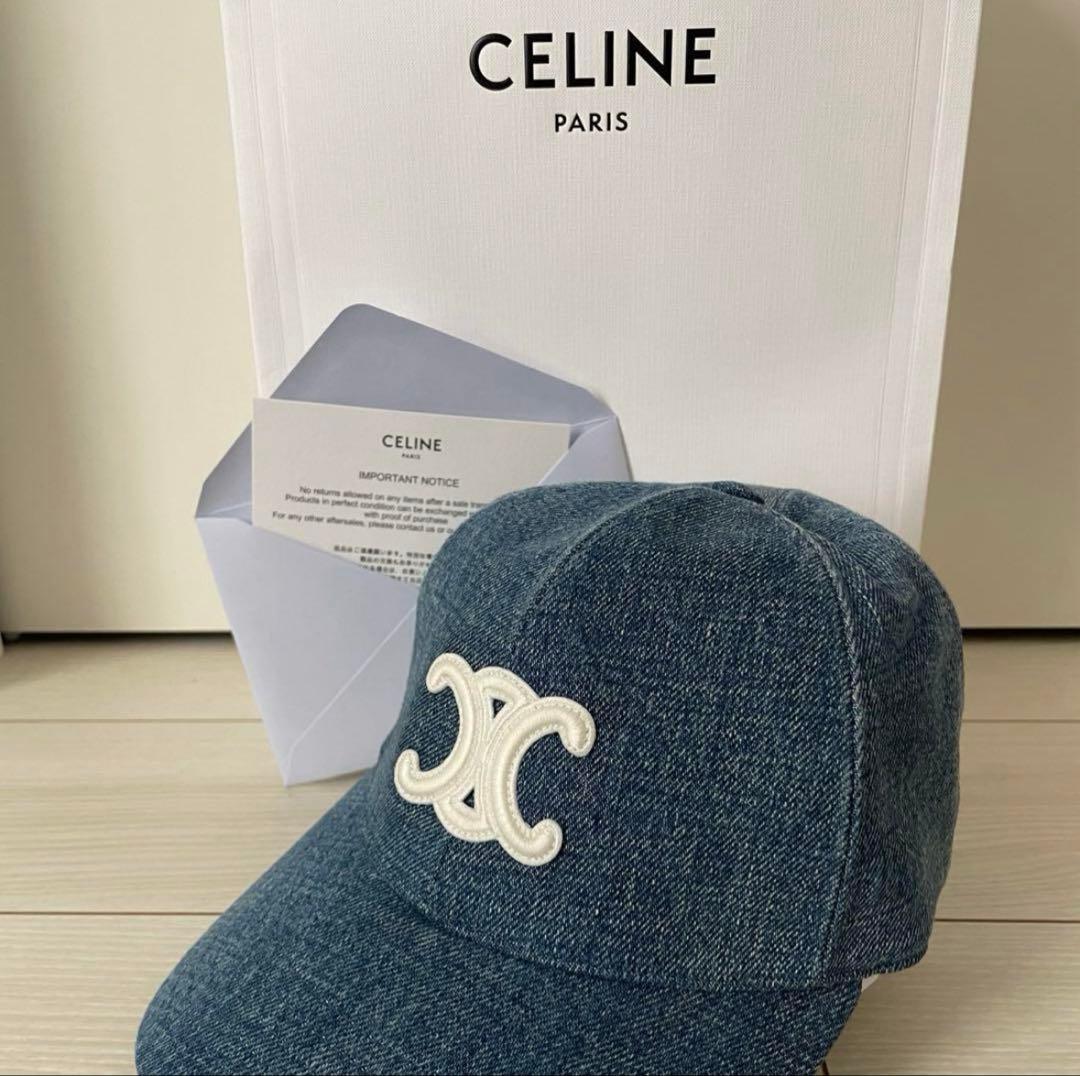 CELINE トリオンフ デニムベースボールキャップ