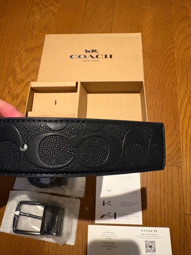 COACH コーチ　新品　リバーシブル　シグネチャー　ベルト　バックル回転