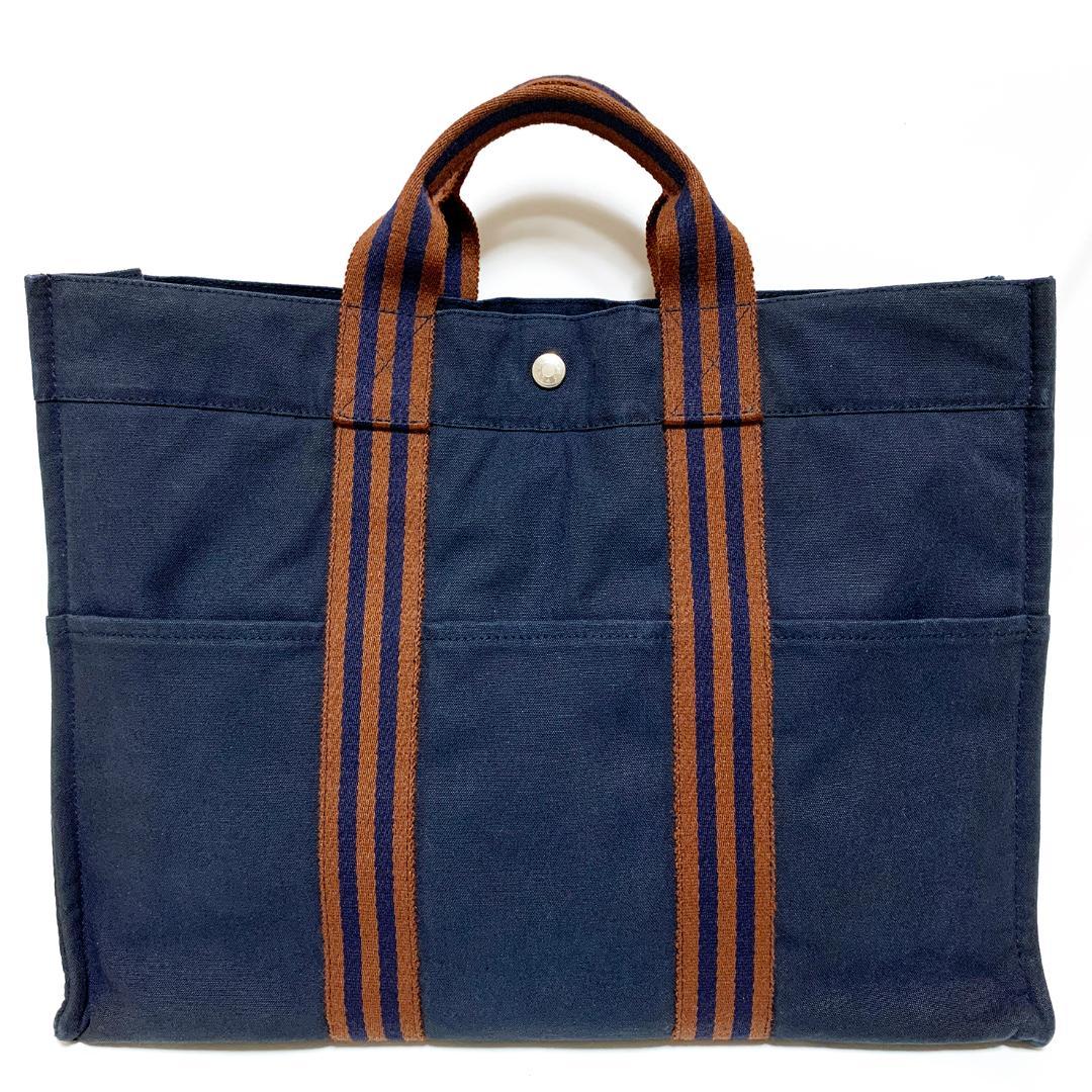 HERMES エルメス フールトゥMM トートバッグ ネイビー