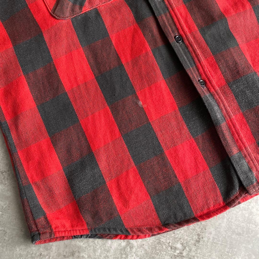 好配色70sファイブブラザーFIVE BROTHERネルシャツUSA製XL赤×黒