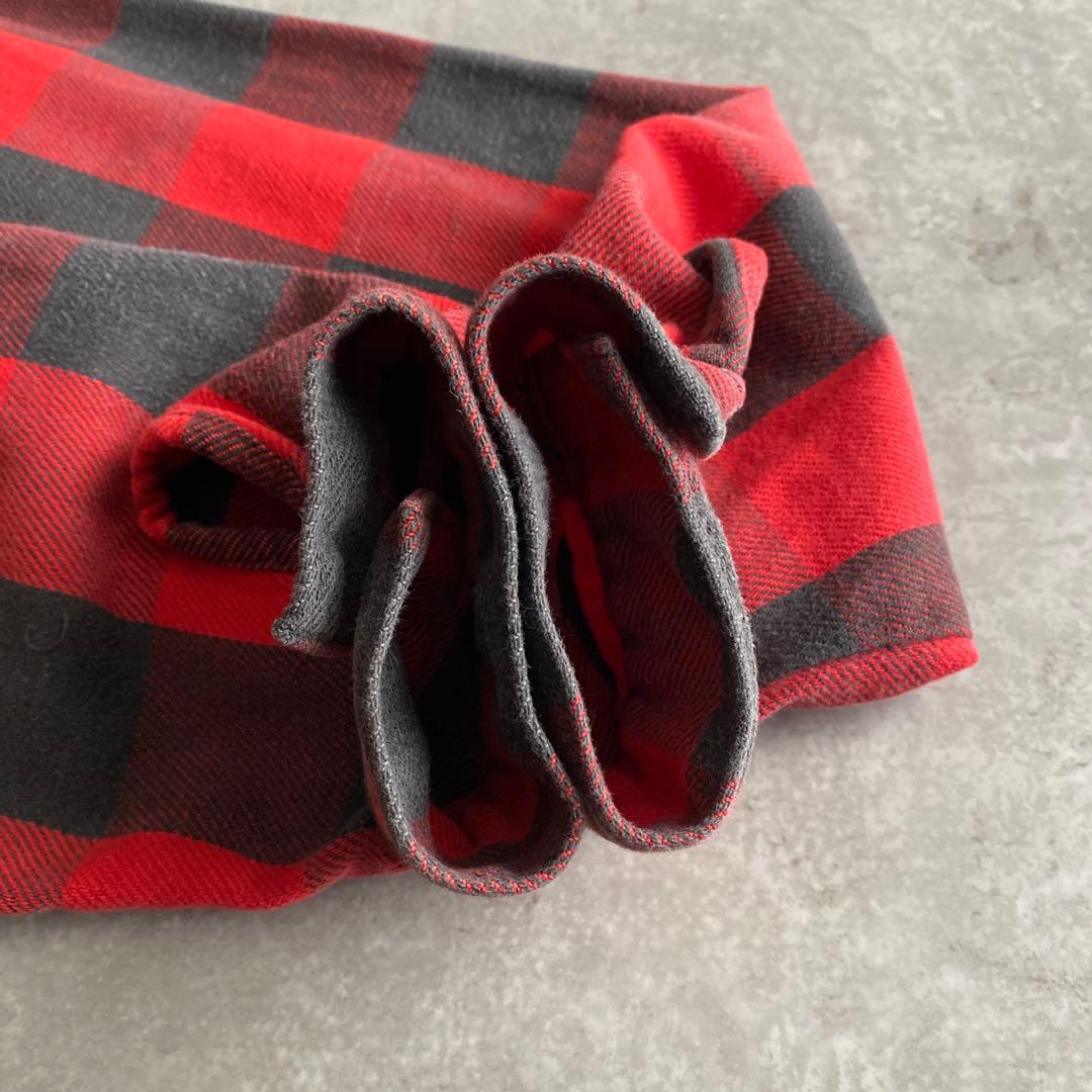 好配色70sファイブブラザーFIVE BROTHERネルシャツUSA製XL赤×黒