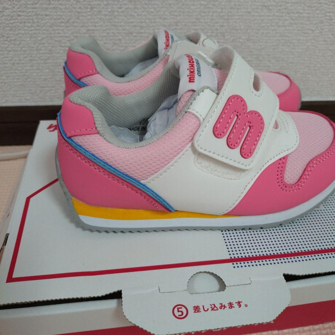 ミキハウス　ピンク マジックテープ スニーカー