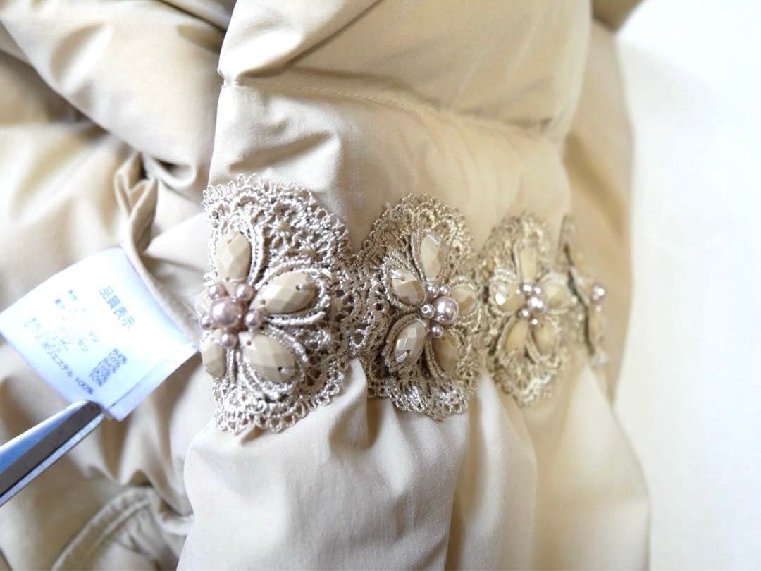 スーパービューティー レース ファーボンボン ダウンコート 40