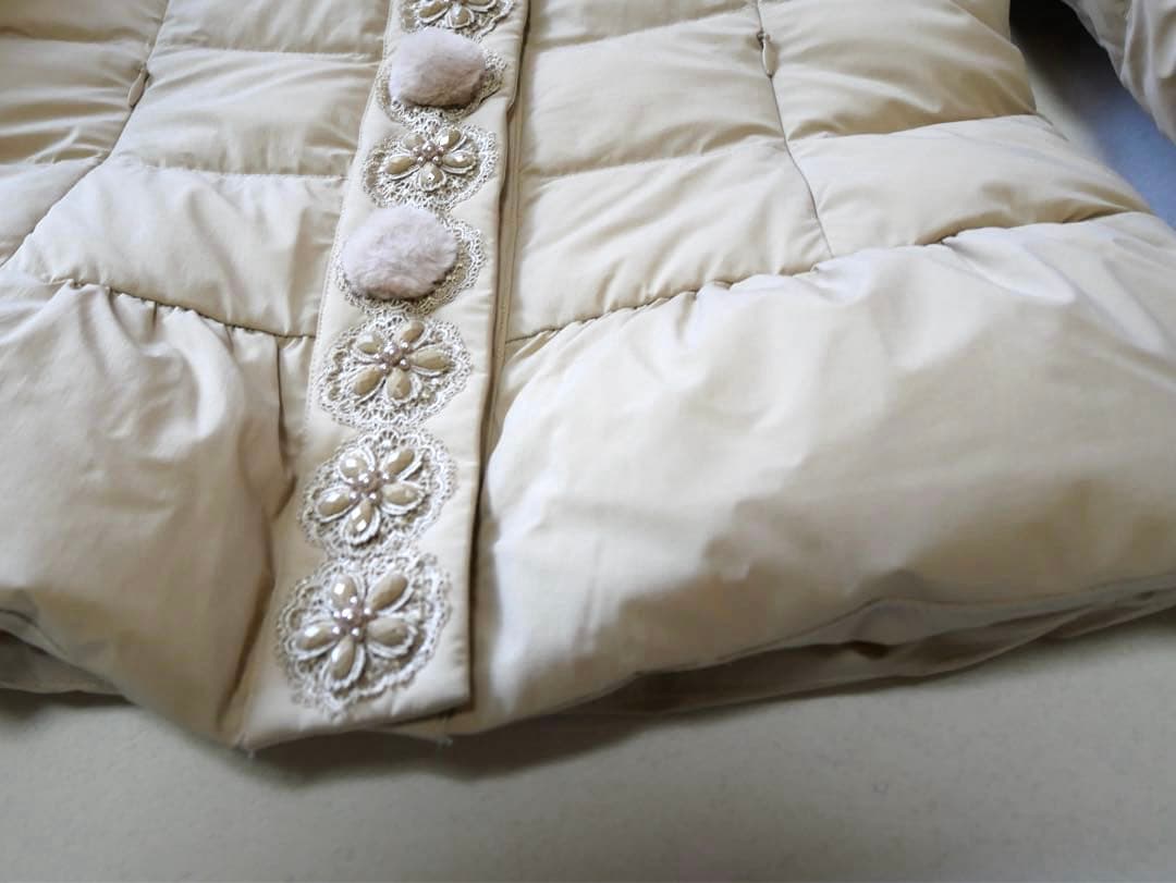 スーパービューティー レース ファーボンボン ダウンコート 40