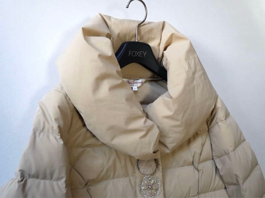 スーパービューティー レース ファーボンボン ダウンコート 40