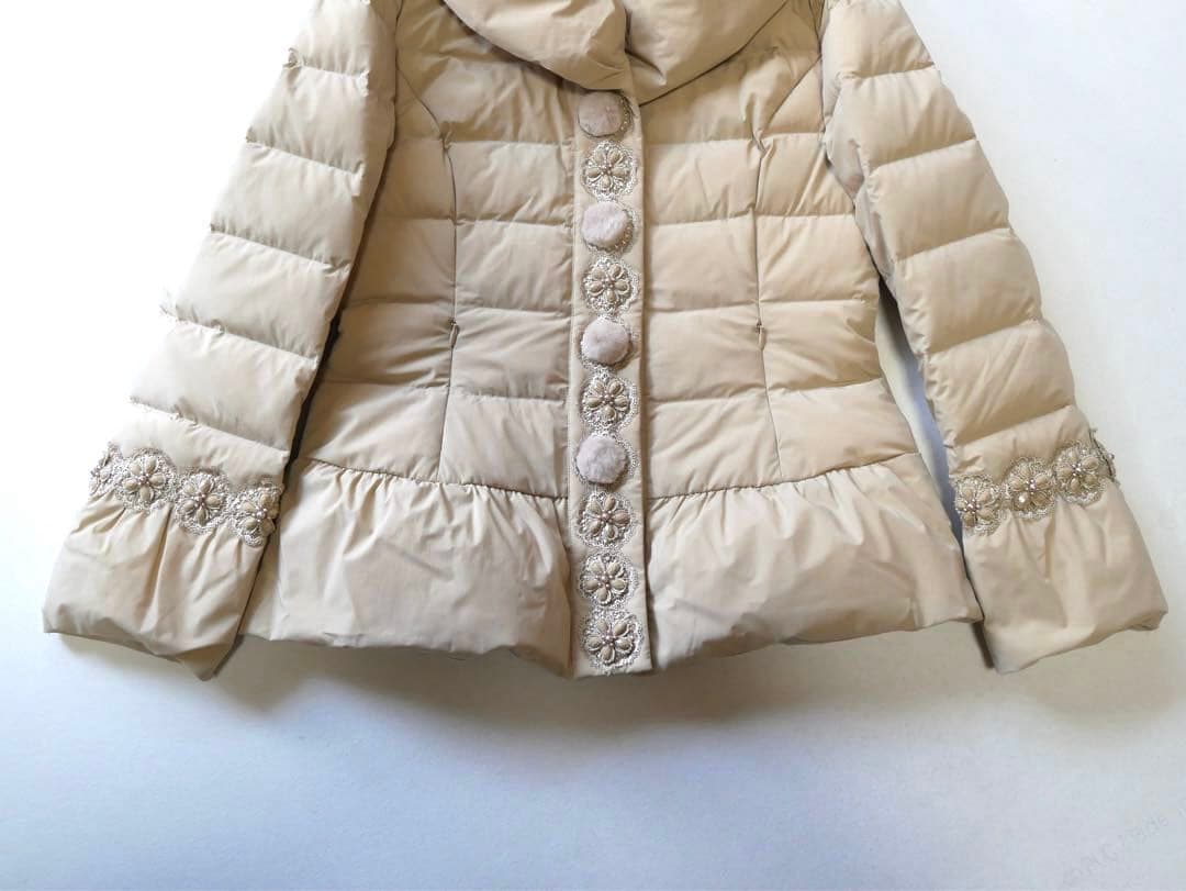 スーパービューティー レース ファーボンボン ダウンコート 40